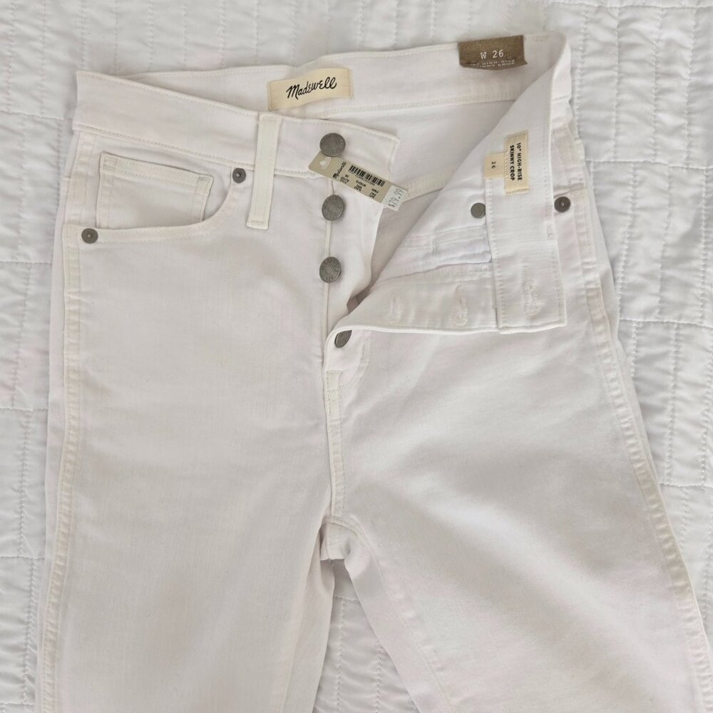 MADEWELL - 10" High-Rise Skinny Crop Jeans in Pure White NWT